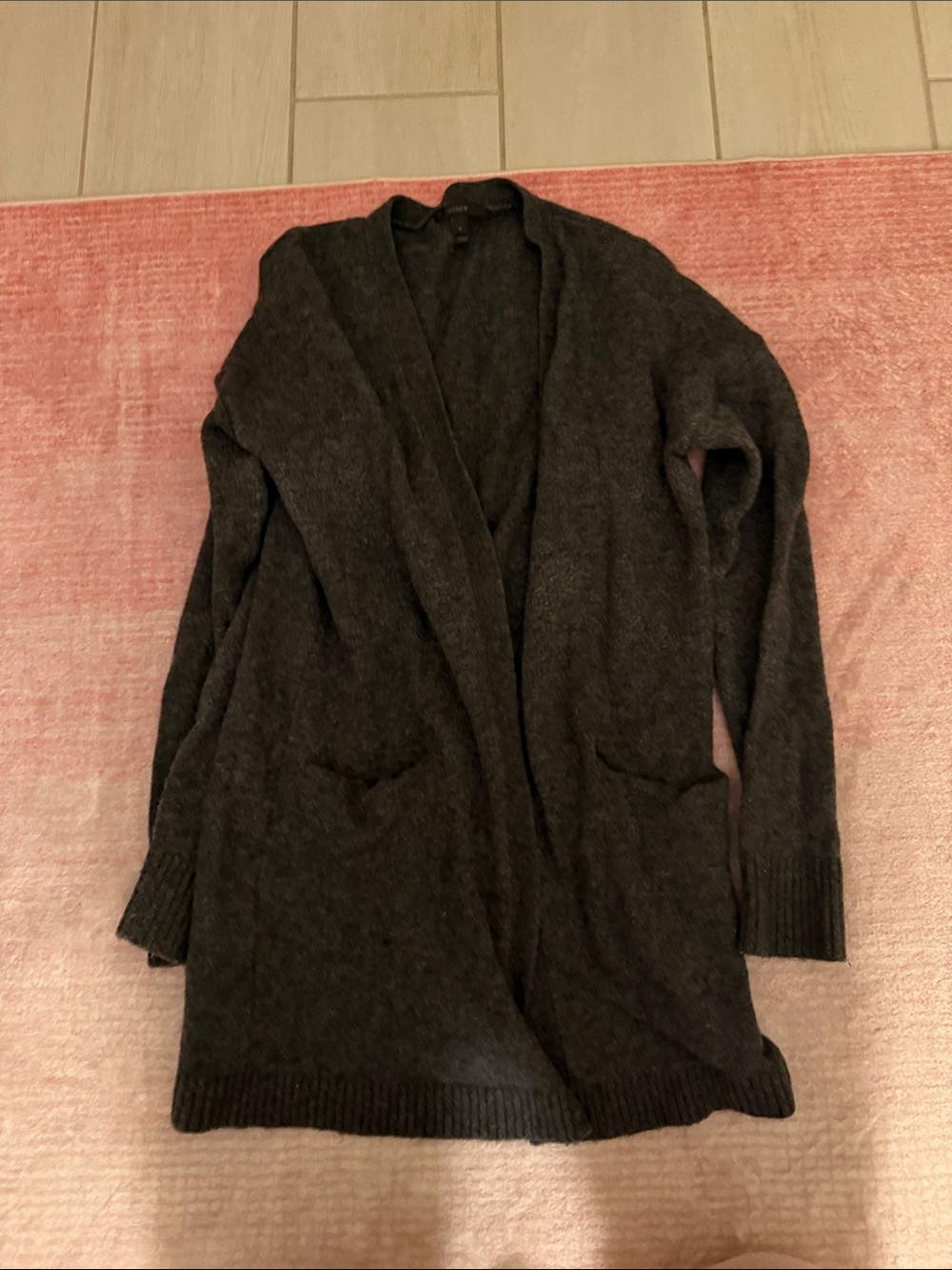 J. Crew Dark Charcoal Open-Front Cardigan